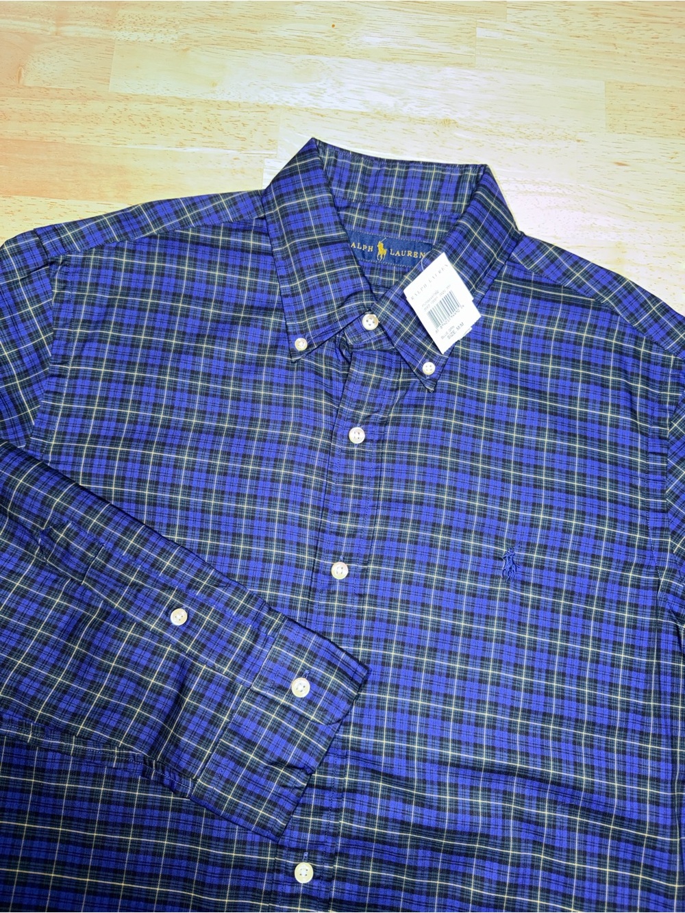 Ralph Lauren NEW Blue Green Plaid Button Down Oxford Shirt Mens Medium